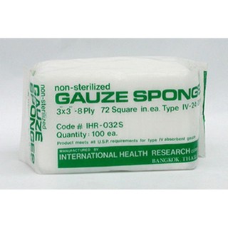 ผ้าก๊อสแผ่นไม่ฆ่าเชื้อ GAUZE SPONGE 3"X3" 100S