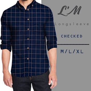 สินค้า [โค้ดส่วนลด LMOF15PER ลด15%] L\'M men\'s styleเสื้อเชิ้ตผู้ชาย เสื้อเชิ้ตคอปกลายสก็อต แขนยาว 4 สี