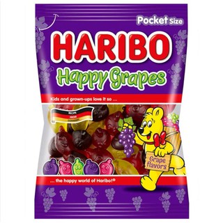 Haribo​ Happy​ grapes ฮาริโบ้​ กัมมี่เคี้ยวหนึบรสองุ่น​