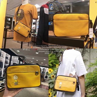 F.A ว่าแท้100% COACH X PEANUTS GRAHAM 2022 Mens Crossbody Bags One Shoulder Crossbody Double Zipper กระเป๋ากล้อง C4026