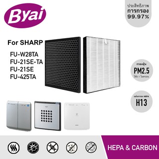 แผ่นกรองอากาศ HEPA FZ-425SFE และแผ่นกรองกลิ่น สำหรับ เครื่องฟอกอากาศ Sharp รุ่น FU-W28TA, FU-21SE-TA, FU-21SE, FU-425TA