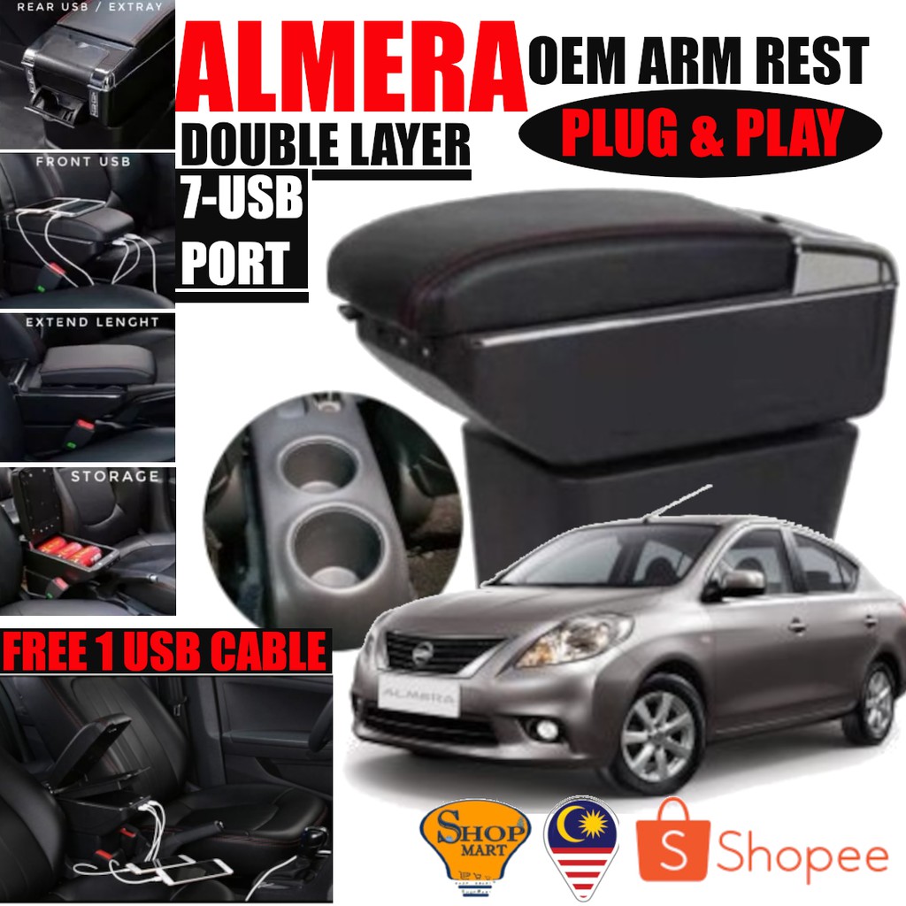 thumbnail image 2 of Nissan Juke Armrest Box Custom Armrest Box For 2011-2017 Nissan Juke - Double Layer Storage With 3 USB Ports Juke Accessories 2011-2017 2 of 14