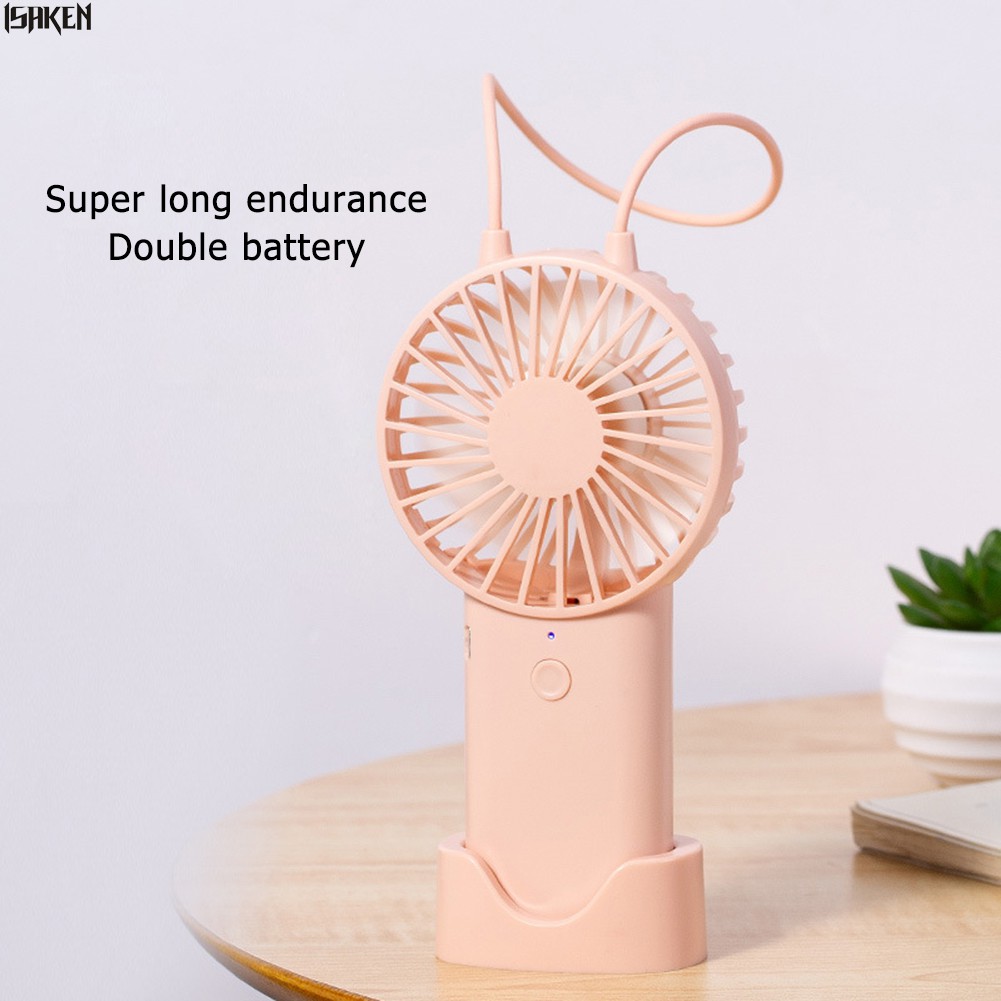 Mini Handheld Personal Portable Fan 3 Speed Adjustable Removable Base