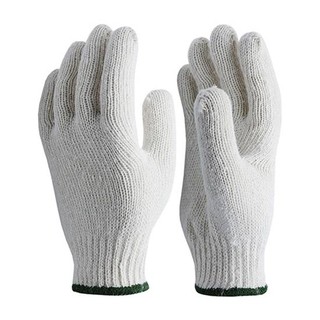 สินค้า ถุงมือผ้าขาวขอบเขียวยกโหล48บาท