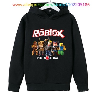 เสื้อกันหนาว มีฮู้ด แบบสวมหัว ทรงหลวม ลาย Game Robloxing แฟชั่นฤดูใบไม้ผลิ สําหรับเด็กผู้ชาย และเด็กผู้หญิง