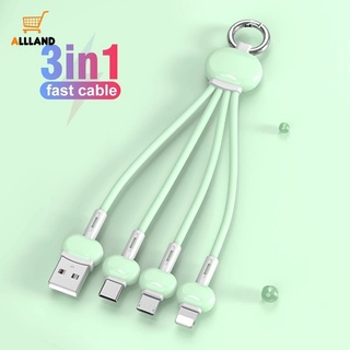 3 In 1 สายชาร์จ Micro USB Type C ทนทาน ชาร์จเร็ว / อุปกรณ์ชาร์จโทรศัพท์มือถือ หลายพอร์ต แบบสากล