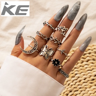 Jewelry Airplane Flower Leaves Moon Butterfly Ring 9 Piece  Rings for girls for women low pric