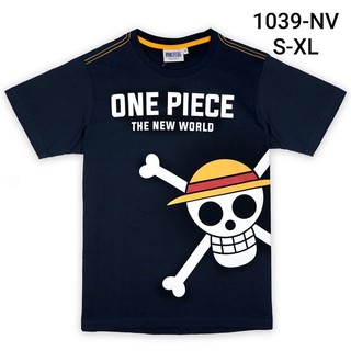 เสื้อยืดวันพีช One Piece OP-1039-NV Luffy Icon สีกรม