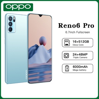 โทรศัพท์มือถือ Reno6 โทรศัพท์ 6.7นิ้ว Android สมาร์ทโฟน 16+512G มือถือโทรศัพท์ถูกๆ