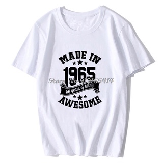 เสื้อยืดคอกลม แขนสั้น ผ้าฝ้าย พิมพ์ลาย Made In 1965 56 Years Awesome 56th Birthday สไตล์ฮิปฮอป สําหรับผู้ชาย คู่รัก