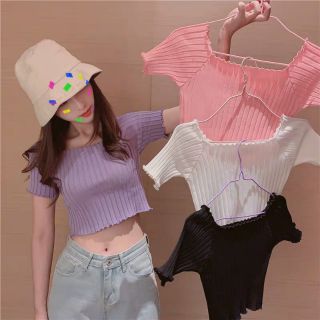 ◽[ พร้อมส่ง​ ]​◽ เสื้อครอปไหมพรมน่ารักๆ