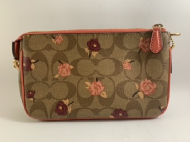 coach-แท้-พร้อมส่ง-กระเป๋าคล้องมือสายโซ่-coach-large-wristlet-19-in-signature-canvas-with-tossed-peony-print