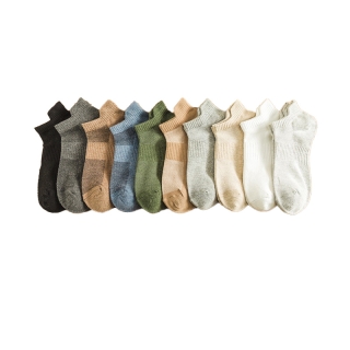  (W-037) ถุงเท้าสีพื้น 10 สีผ้าหนา ระบายอากาศดีแฟชั่น ถุงเท้าข้อสั้นลายน่ารัก เนื้อผ้านุ่ม