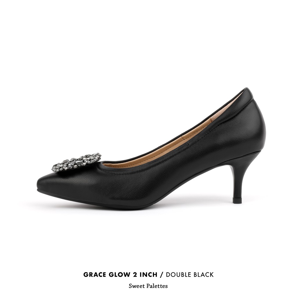 ภาพหน้าปกสินค้าSweet Palettes รองเท้าหนังแกะ Grace Glow 2 inch Double Black จากร้าน sweetpalettes บน Shopee