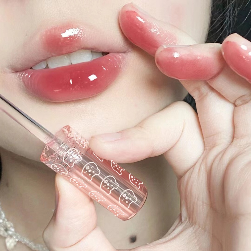 ภาพสินค้าลิปสติก ️Cappuvini Cute Bear Mirror Lip glaze Water gloss Lip gloss lipstick จากร้าน minijumie.th บน Shopee ภาพที่ 4