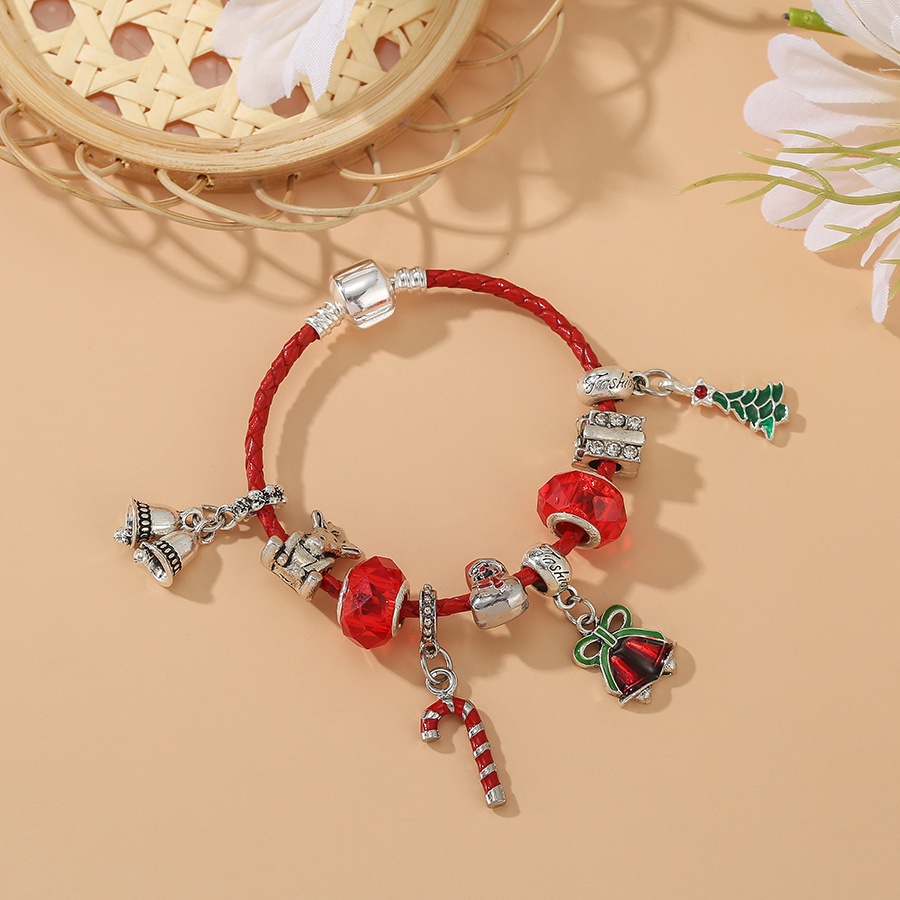 dinglly-สร้อยข้อมือหนัง-จี้กระดิ่ง-สีเงิน-สีแดง-สําหรับผู้หญิง-ต้นคริสต์มาส-และลูกปัดซานต้า-สีเขียว