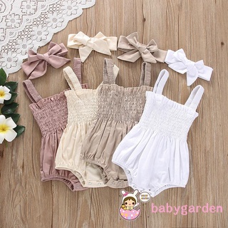 Babygarden-0-18 ชุดรอมเปอร์แขนกุดลําลอง สีพื้น แฟชั่นฤดูร้อน สําหรับเด็กผู้หญิง