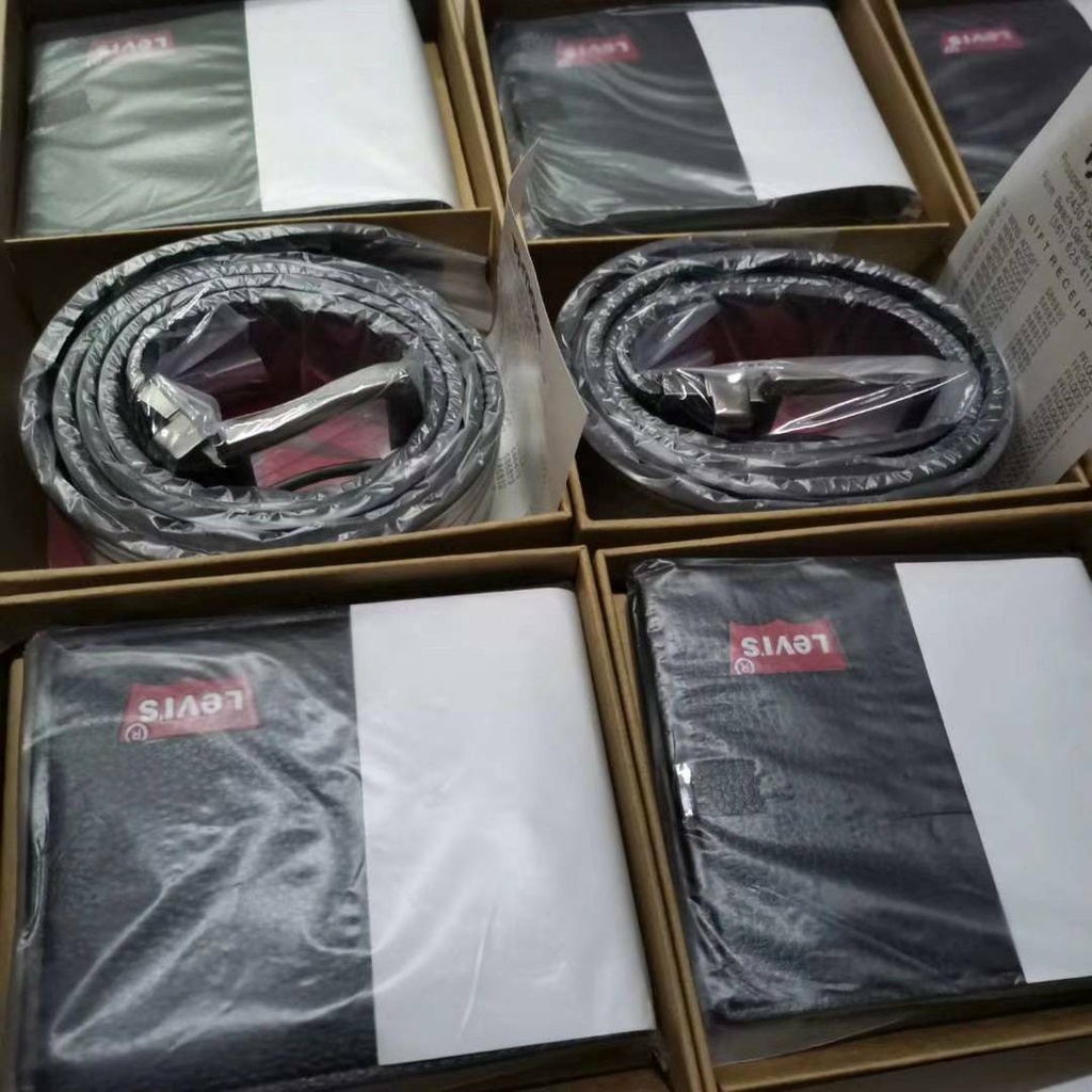 พร้อมส่ง-belt-set-อุปกรณ์ครบ-เซ็ตเข็มขัดผู้ชายสายหนัง-levis-belt-set-เป๋าตังค์