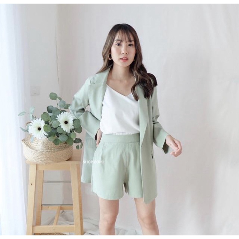 used-shop-popo-minyoung-blazer-สี-avocado-green