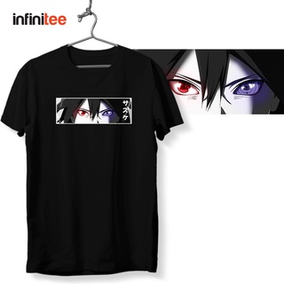 ไม่มีที่สิ้นสุด Naruto Sasuke Uchiha Sharingan Anime  เสื้อยืด  สำหรับผู้ชาย Women in Black T Shirt Tops Shirt Top