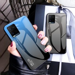 เคสแข็ง Vivo Y21T ฝาครอบกรณี Gradient Tempered Glass Casing Vivo Y21 T VivoY21T เคสโทรศัพท์ Back Cover