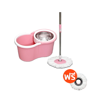 โปรโมชั่น : ถังปั่น ถังปั่นพลาสติก ถังปั่นสแตนเลส ไม้ม็อบ ไม้ม๊อบ ไม้ถูพื้น หมุน 360 องศา ปั่นแห้ง-ซักเปียก ฟรีผ้าม็อบไมโครไฟเบอร์ 2 ผืน มีล้อ spin mop