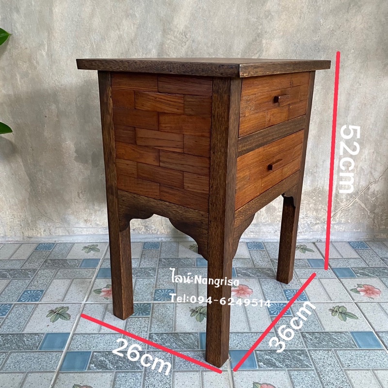 ตู้ข้างเตียง-ตู้หัวเตียง-ผลิตจากไม้สักลายอิฐ
