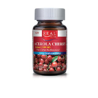 สินค้า Real Elixir Acerola Cherry วิตามินซีธรรมชาติต้านอนุมูลอิสระ วิตามินซีสูง ผิวกระจ่างใส กระปุก 30 เม็ด