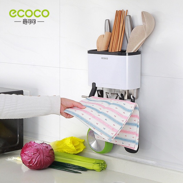 ecoco-ที่ใส่ช้อนส่อม-ตะขอแขวน-ติดผนัง-ไม่ต้องเจาะ-สดวกในการจัดเก็บ-e1801