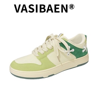 VASIBAEN ผู้ชายใหม่แบนสบายกีฬาผ้าใบรองเท้าสีขาวจับคู่เป็นกลางคู่