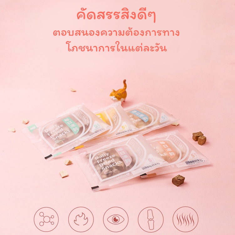 ขนมแมว-ขนมแมวฟรีซดราย-ฟรีซดราย-100-อารหารแมวแบบแห้ง-น้องแมวชอบ-ทานง่าย-5รสชาติ