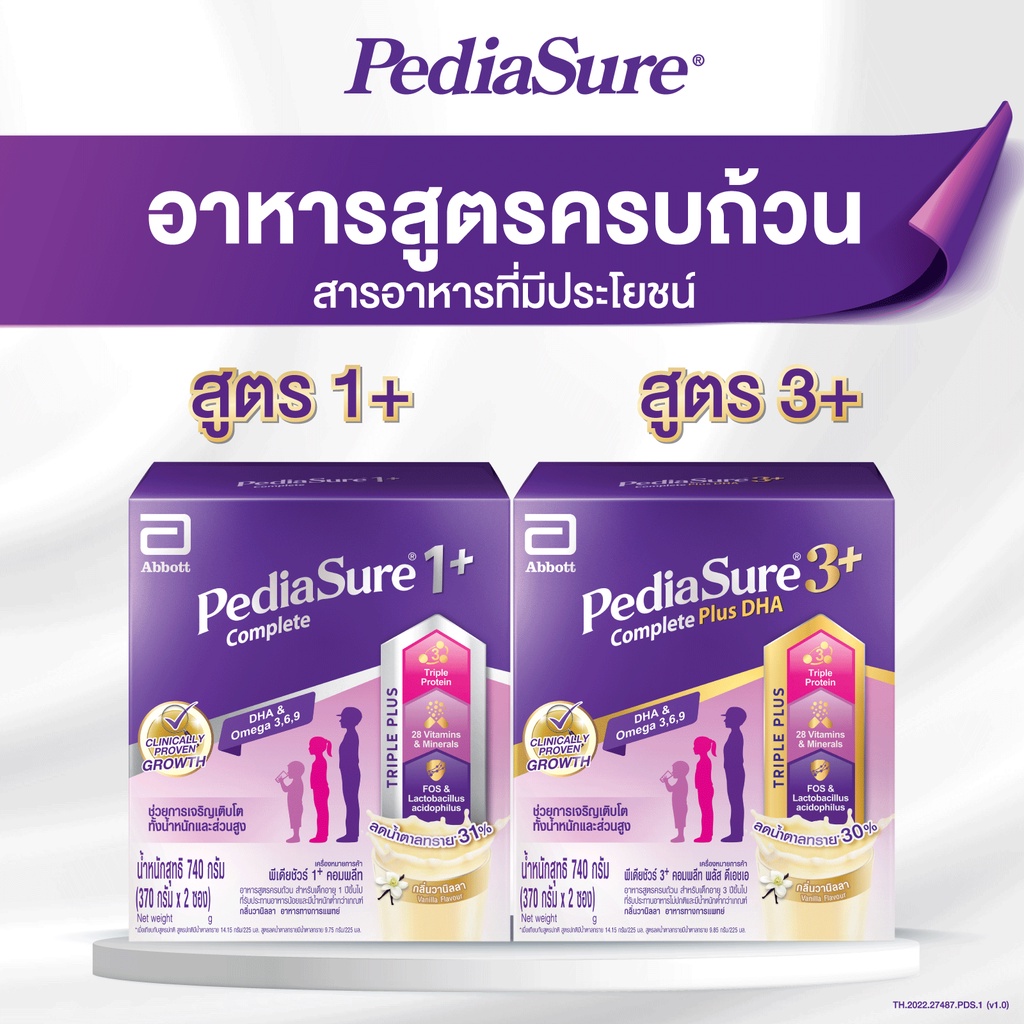 ภาพสินค้าPediasure พีเดียชัวร์ 1+ วานิลลา 2220 กรัม 2 กล่อง Pediasure 1+ Complete Vanilla 2220g x 2 จากร้าน pediasure_thailand บน Shopee ภาพที่ 4