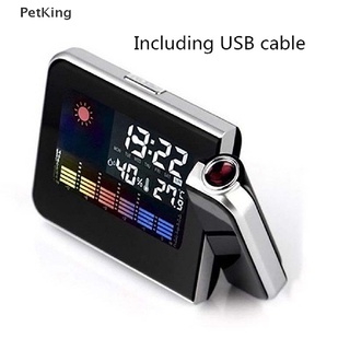 PetKing☀ LCD Digital LED Projector Projection Weather Station Calendar Snooze Alarm Clock .