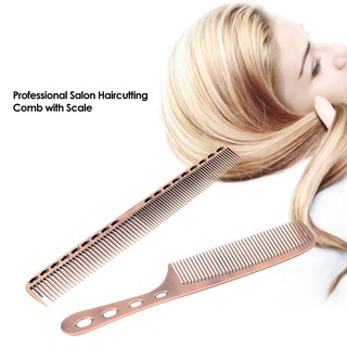 หวีผม Salon 2Pcs กับมาตราส่วน Professional Barber Hairdressing Steel Comb Me