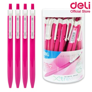 Deli Q03336 all point pen ปากกาลูกลื่น หมึกแดง เส้น 0.7mm (แพ็ค 50 แท่ง/กระปุก) สุดคุ้ม ปากกา ปากกาเขียนดี อุปกร์เครื่องเขียน อุปกรณ์การเรียน