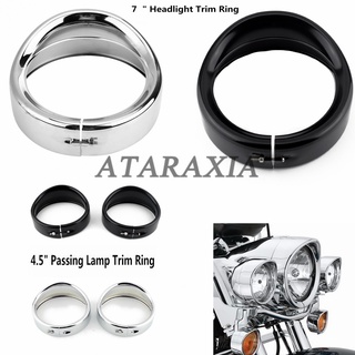 7&amp;#39;&amp;#39; Visor Headlight Headlamp Trim Ring 4.5&amp;#39;&amp;#39; Fog Light Cover For Harley Touring Road King Electra Glide