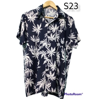 เสื้อฮาวาย S23 สีกรม (ผ้าสปันเรยอน)