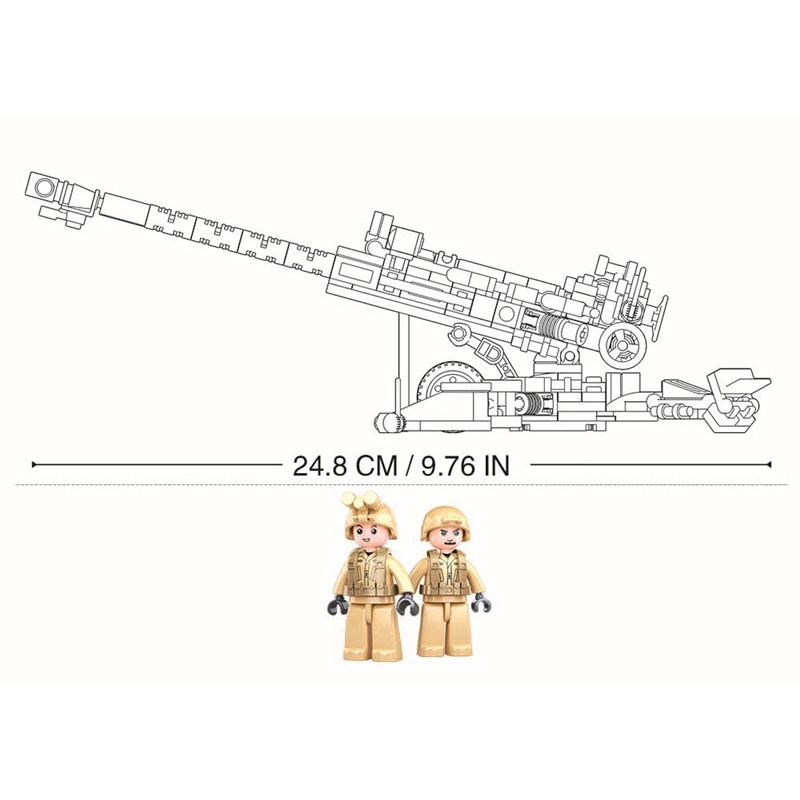 บล็อกตัวต่อ-sluban-0890-ww2-army-light-howitzer-ของเล่นสําหรับเด็ก-258-ชิ้น