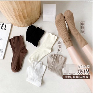 ภาพหน้าปกสินค้าถุงเท้าผ้าฝ้าย หลากสี สไตล์ญี่ปุ่น สีทึบ ถุงเท้าข้อกลาง สำหรับผู้หญิง ที่เกี่ยวข้อง