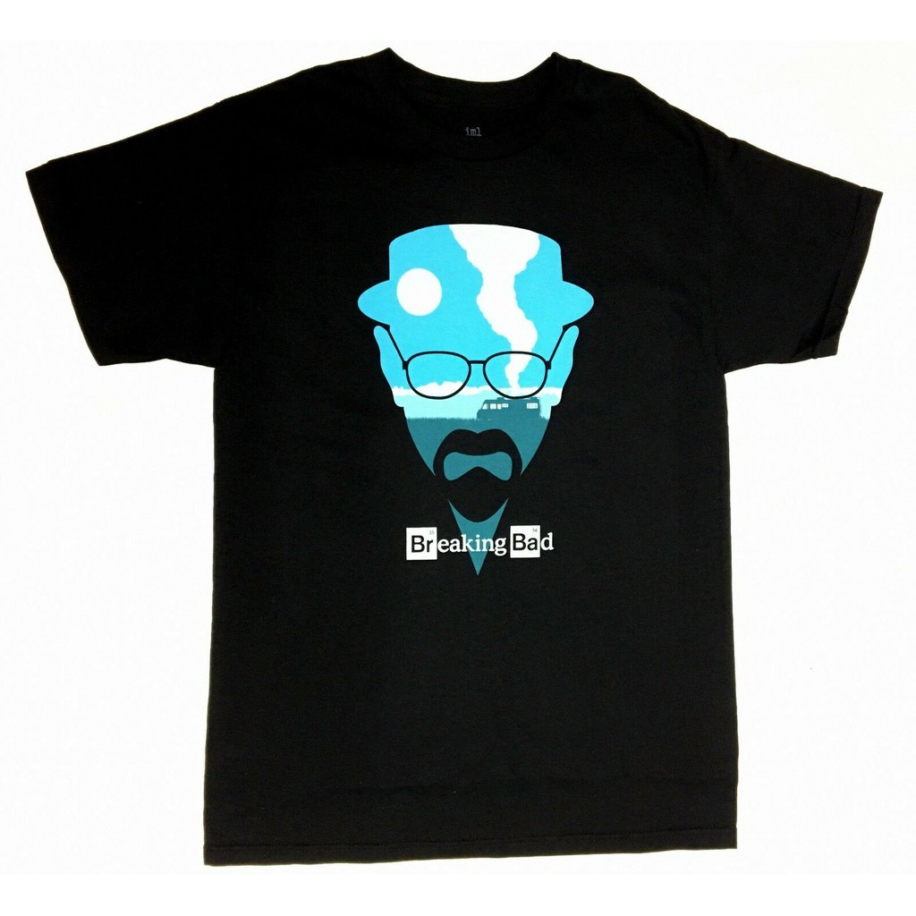 เสื้อยืดผ้าฝ้าย พิมพ์ลาย Breaking Bad Landsc Face Heisenberg Sketch สีดํา สําหรับผู้ชาย