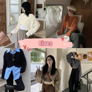 Elves✨พร้อมส่ง✨ เสื้อไหมพรมแขนยาว คอกลม ดีเทลหน้าสั้นเก๋ไม่ซ้ำใคร ~M0103~