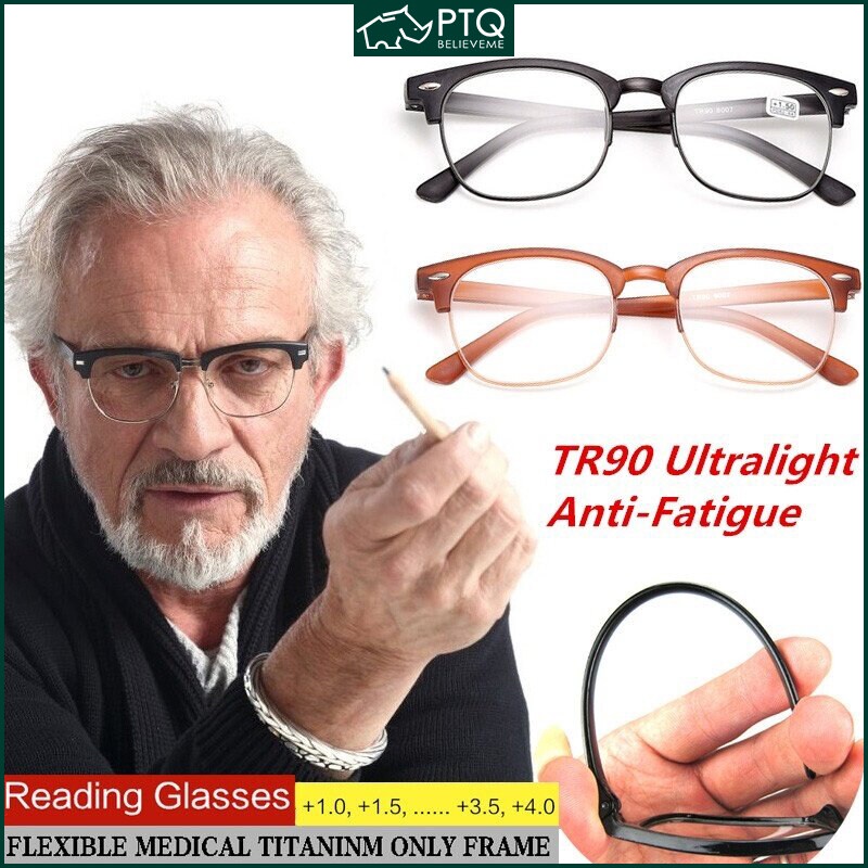 ptq-แว่นตาอ่านหนังสือ-แบบครึ่งกรอบ-น้ําหนักเบา-กันความเมื่อยล้า-tr90-1-0-ถึง-4-0
