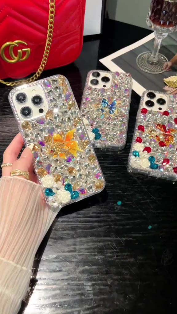 เคส-iphone-15-14-pro-max-13-12-11-pro-max-xs-max-13-12-โทรศัพท์มือถือ-ลายดอกไม้-ปลาทอง-3d-ประดับพลอยเทียม-หรูหรา-สําหรับ