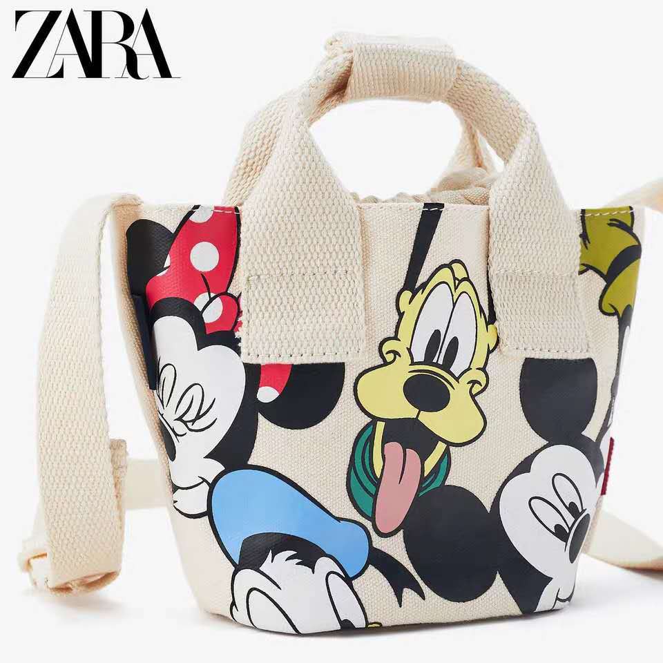 z-a-r-a-d-mickey-กระเป๋าถือสําหรับเด็กผู้หญิงผ้าใบพิมพ์ลายสุนัข