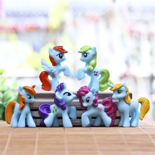 โมเดลม้ายูนิคอร์นสีฟ้า ฟิกเกอร์ยูนิคอร์น (Unicorn Figure) ชุด 6 ตัว 6 สี น่ารักมากๆ