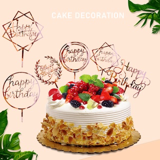 FASHIONSTOREXX▪Happy Birthday Cake Topper Acrylic Letter Gold Silver for Kids Party Wedding