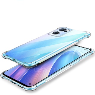 New เคส OPPO Reno7 Pro 5G China Simple Soft Transparent Four Corners Drop Protection TPU Silicone Cover Reno7Pro เคสโทรศัพท์