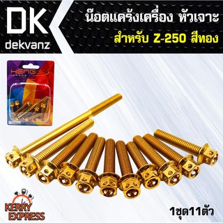 อุปกรณ์แต่งรถ น๊อตแคร้งเครื่อง หัวเจาะ สำหรับ Z-250 สีทอง (น๊อตแคร้งเครื่อง)