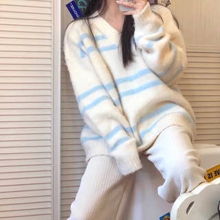 พร้อมส่ง 🫐 เสื้อกันหนาวไหมพรม โอเวอร์ไซส์สไตล์เกาหลี