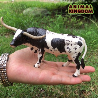 Animal Kingdom - โมเดลสัตว์ วัวเขายาว ดำด่าง ขนาด 16.00 CM (จากหาดใหญ่)
